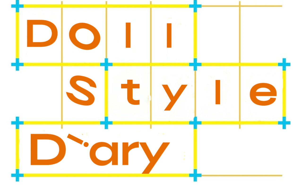 Articals and news for Doll Style Diary in orange font showcasing doll outfits style branding