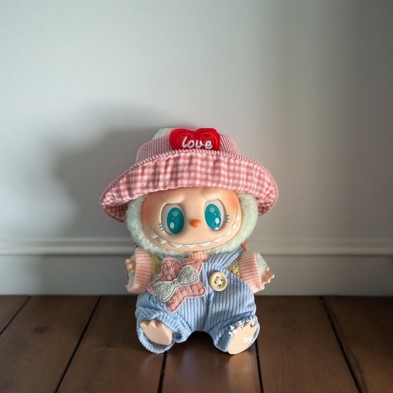 Labubu 17cm Doll Clothes Set – Cute Handmade Outfits with Hat, Overalls, and Character Cosplay | Kawaii Plush Dress-Up Set