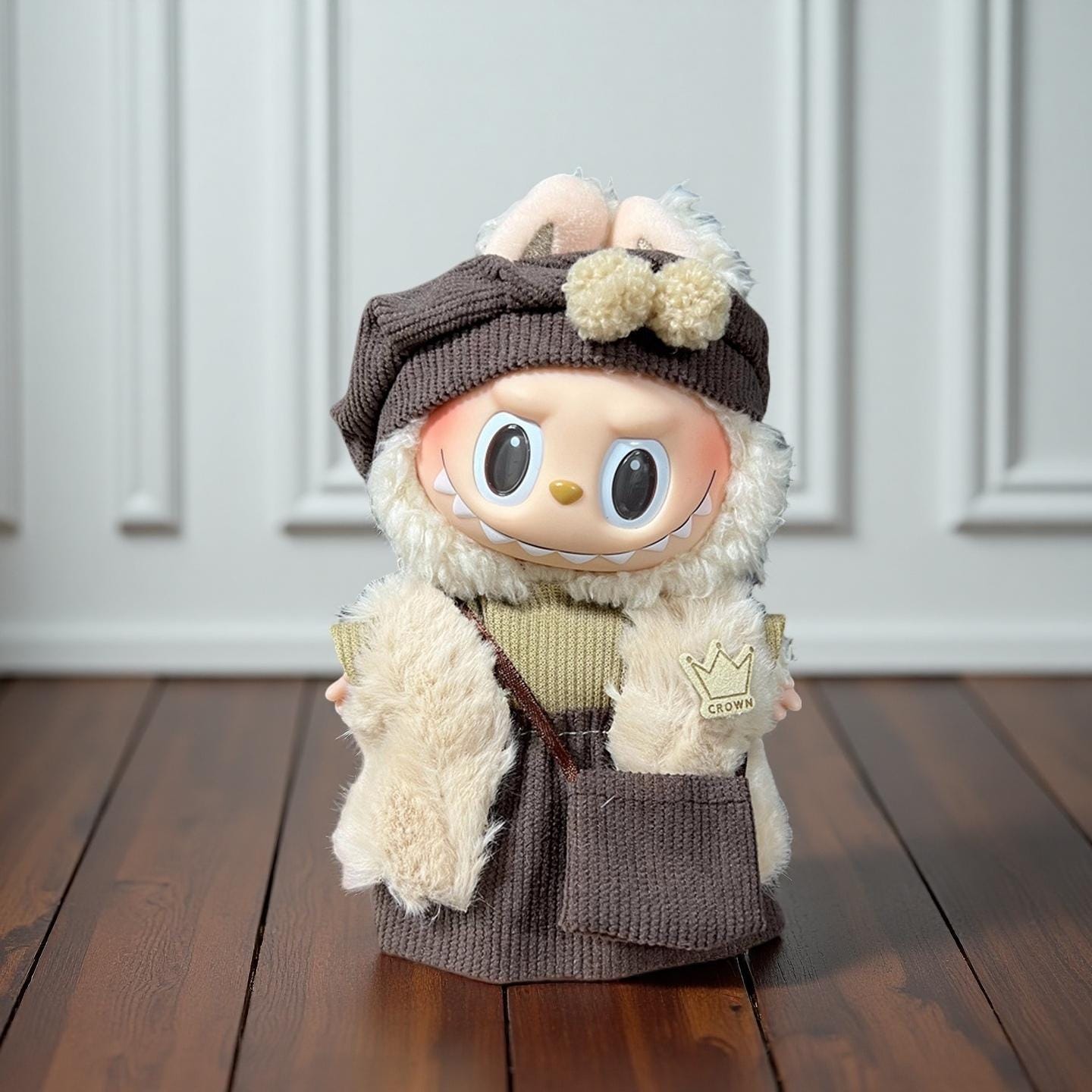 Vintage Outfit Set for 17cm Labubu – Handmade Clothes & Wig for POPMART Labubu / Cola Bunny / Macaron Series