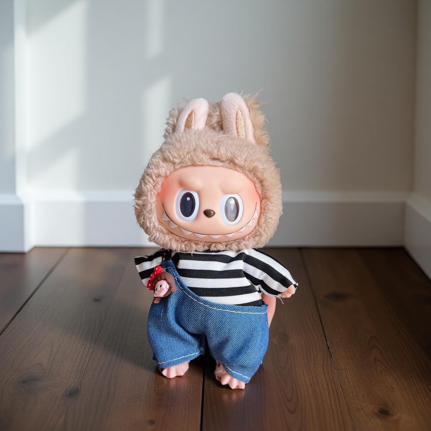 Vintage Outfit Set for 17cm Labubu – Handmade Clothes & Wig for POPMART Labubu / Cola Bunny / Macaron Series