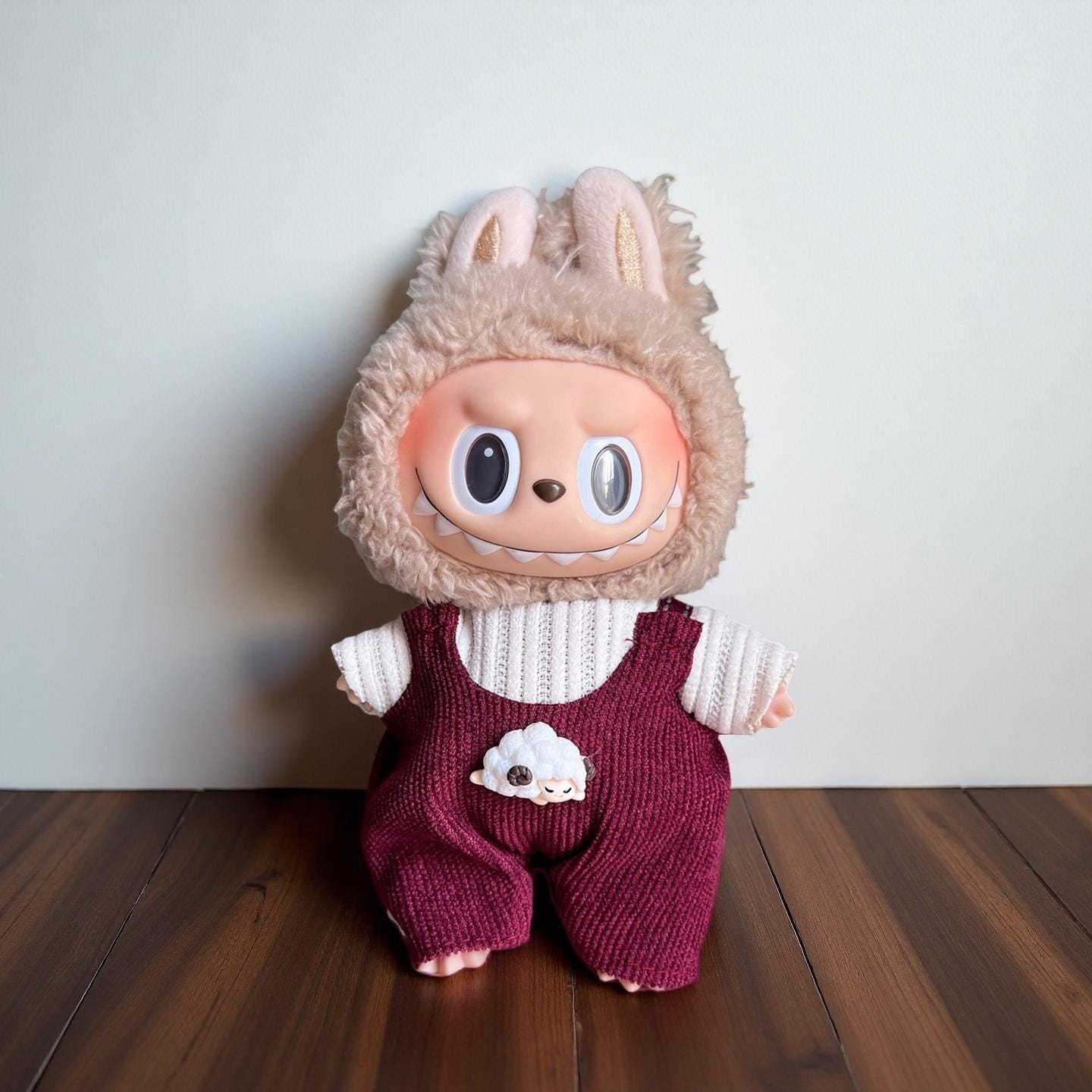 Vintage Outfit Set for 17cm Labubu – Handmade Clothes & Wig for POPMART Labubu / Cola Bunny / Macaron Series