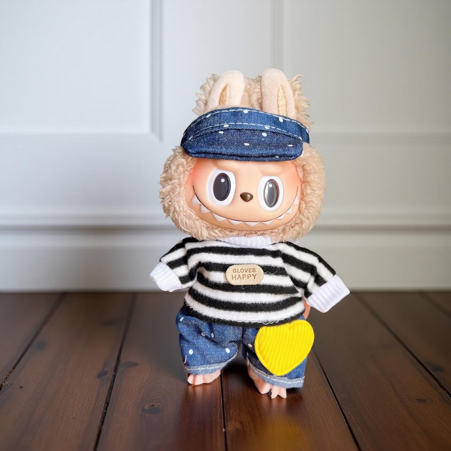 Vintage Outfit Set for 17cm Labubu – Handmade Clothes & Wig for POPMART Labubu / Cola Bunny / Macaron Series