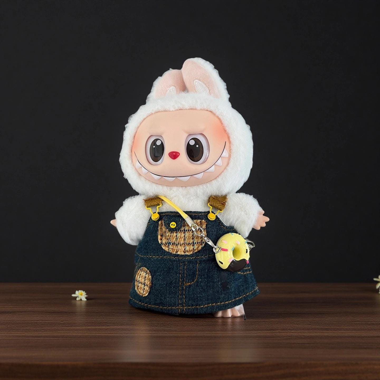 Denim Overalls Set for 17cm Labubu – Handmade Doll Clothes for POPMART / Macaron / Front Row Series | Skirt & Pants Styles