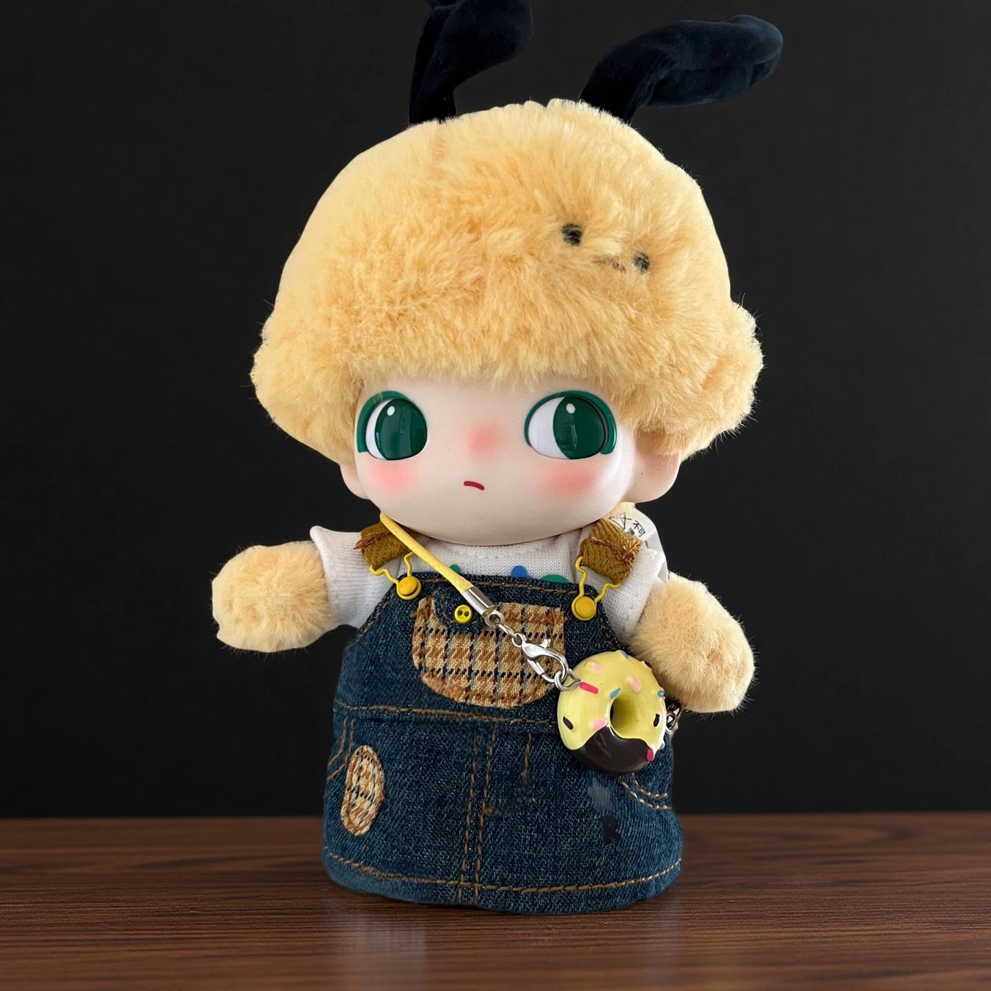 Denim Overalls Set for 17cm Labubu – Handmade Doll Clothes for POPMART / Macaron / Front Row Series | Skirt & Pants Styles