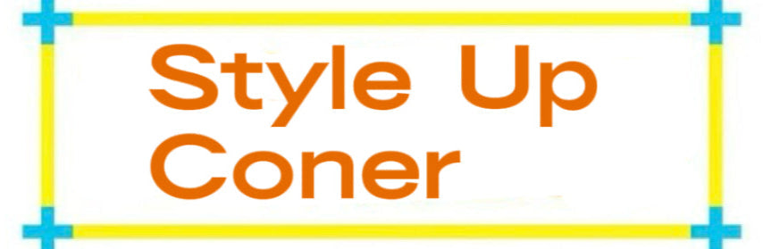 Style Up Corner sign for Labubu accessories display section in orange and white design