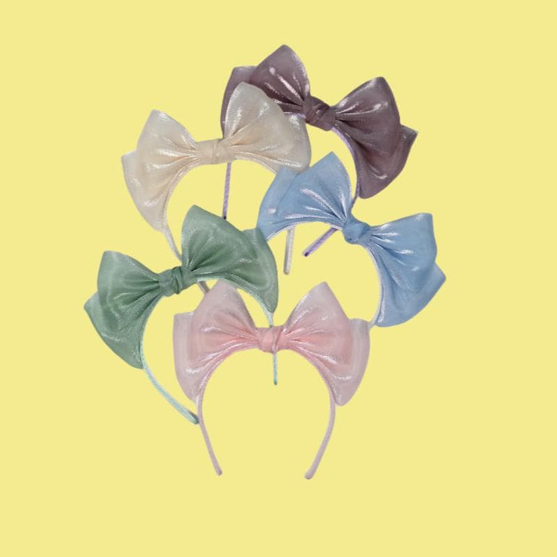 Set of colorful big bow headbands for Labubu plush dolls – 17cm and 38cm size compatible, cute doll accessories in pastel colors for styling or display.