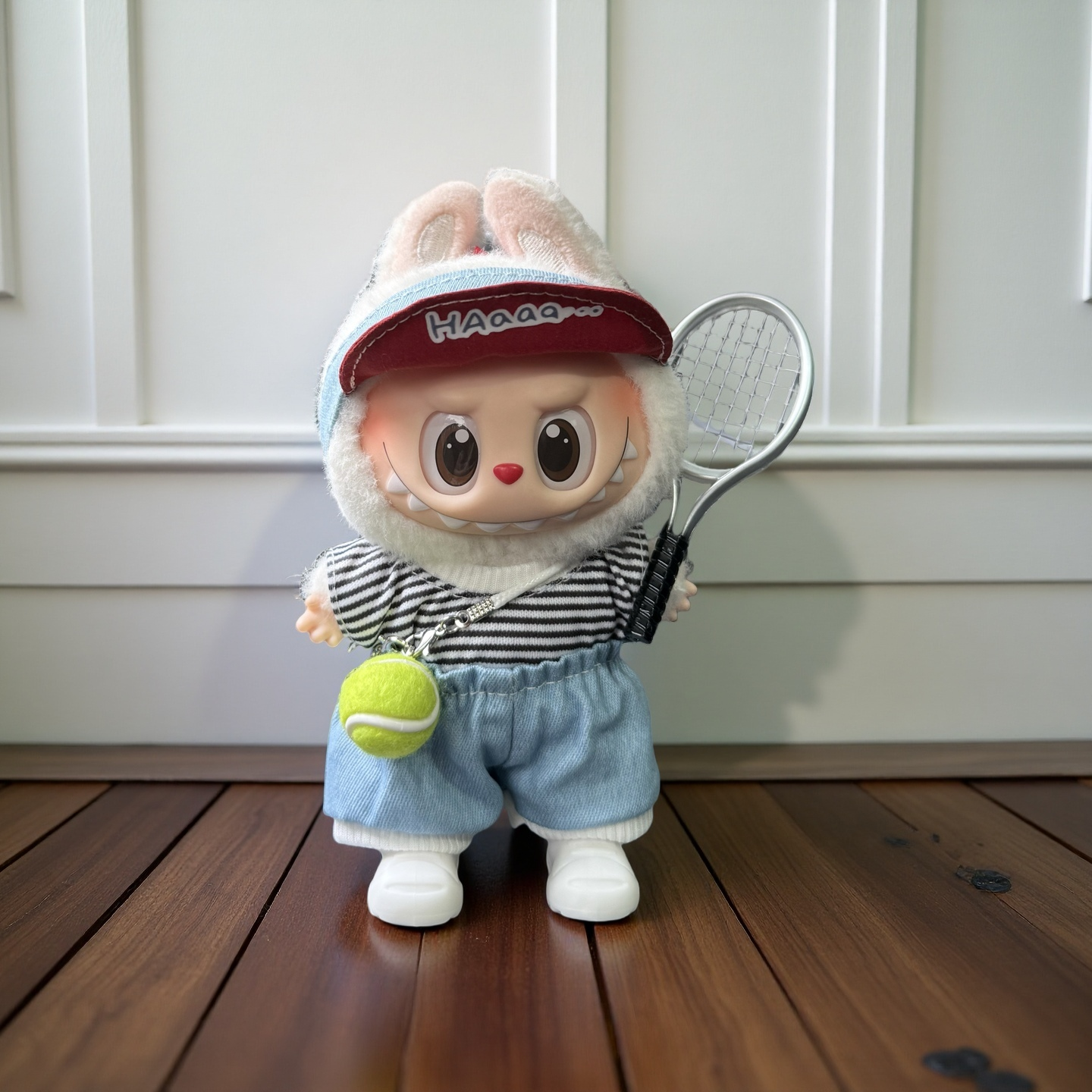 Labubu 17cm Tennis 6pc Outfit | Pink Sport Doll Clothes with Skirt & Headband