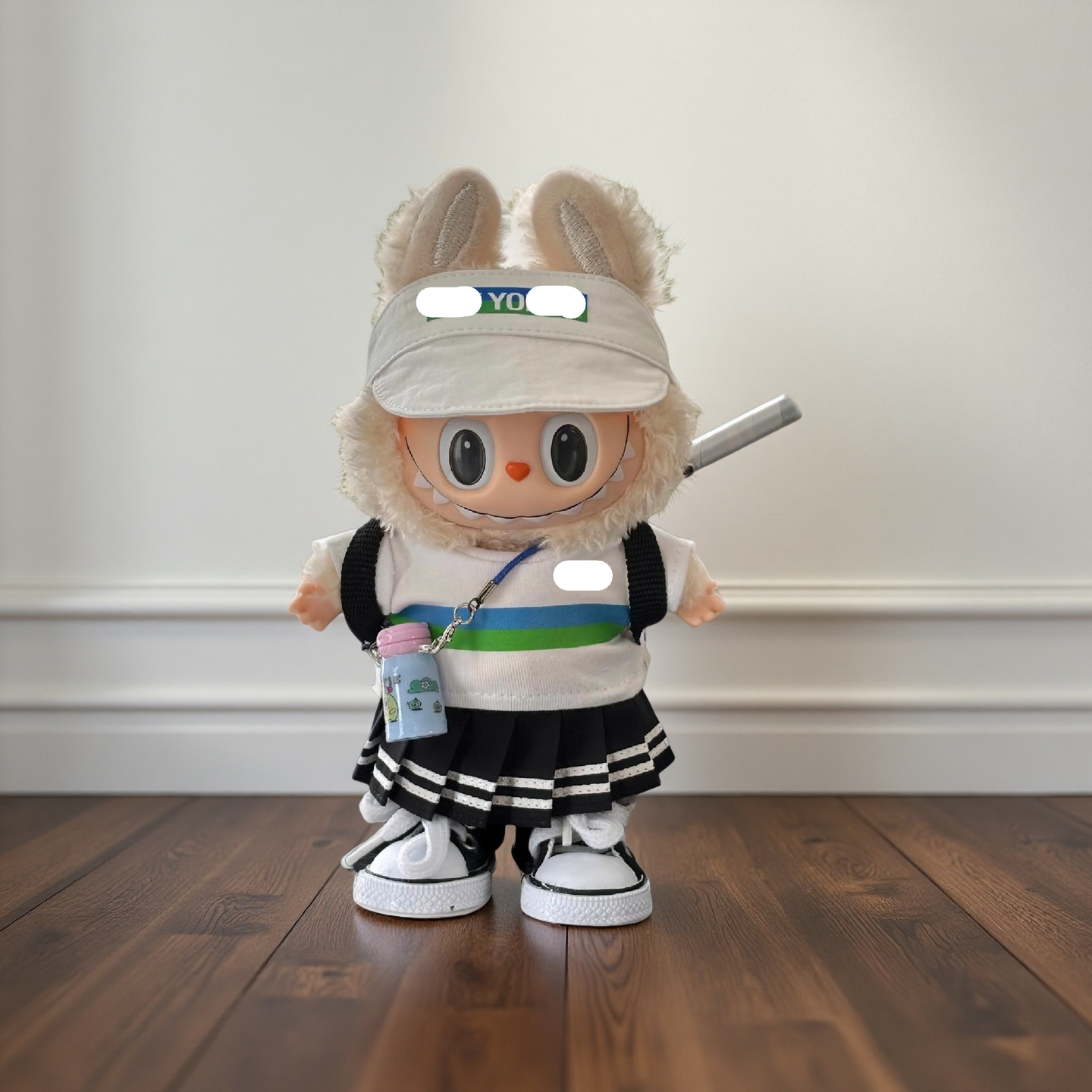 Labubu 17cm Handmade Badminton Outfit | Sport Hat, Racket, Backpack Doll Clothes