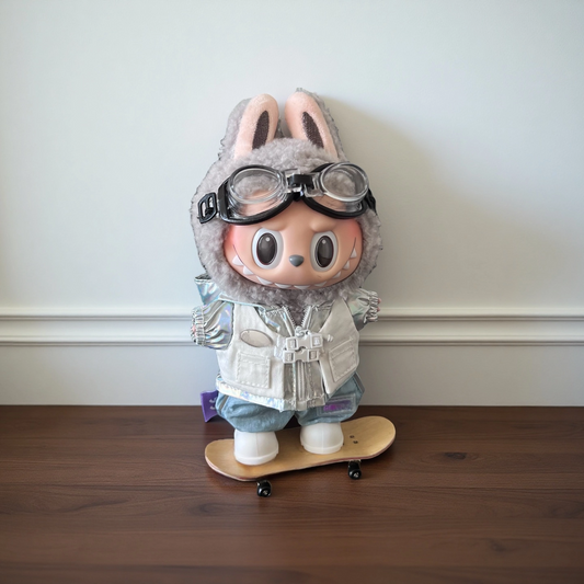 Labubu 17cm Skateboarding Outfit | Techwear Bunny Doll Clothes for Pop Mart Series