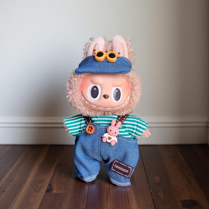 Vintage Outfit Set for 17cm Labubu – Handmade Clothes & Wig for POPMART Labubu / Cola Bunny / Macaron Series