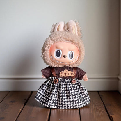 Vintage Outfit Set for 17cm Labubu – Handmade Clothes & Wig for POPMART Labubu / Cola Bunny / Macaron Series