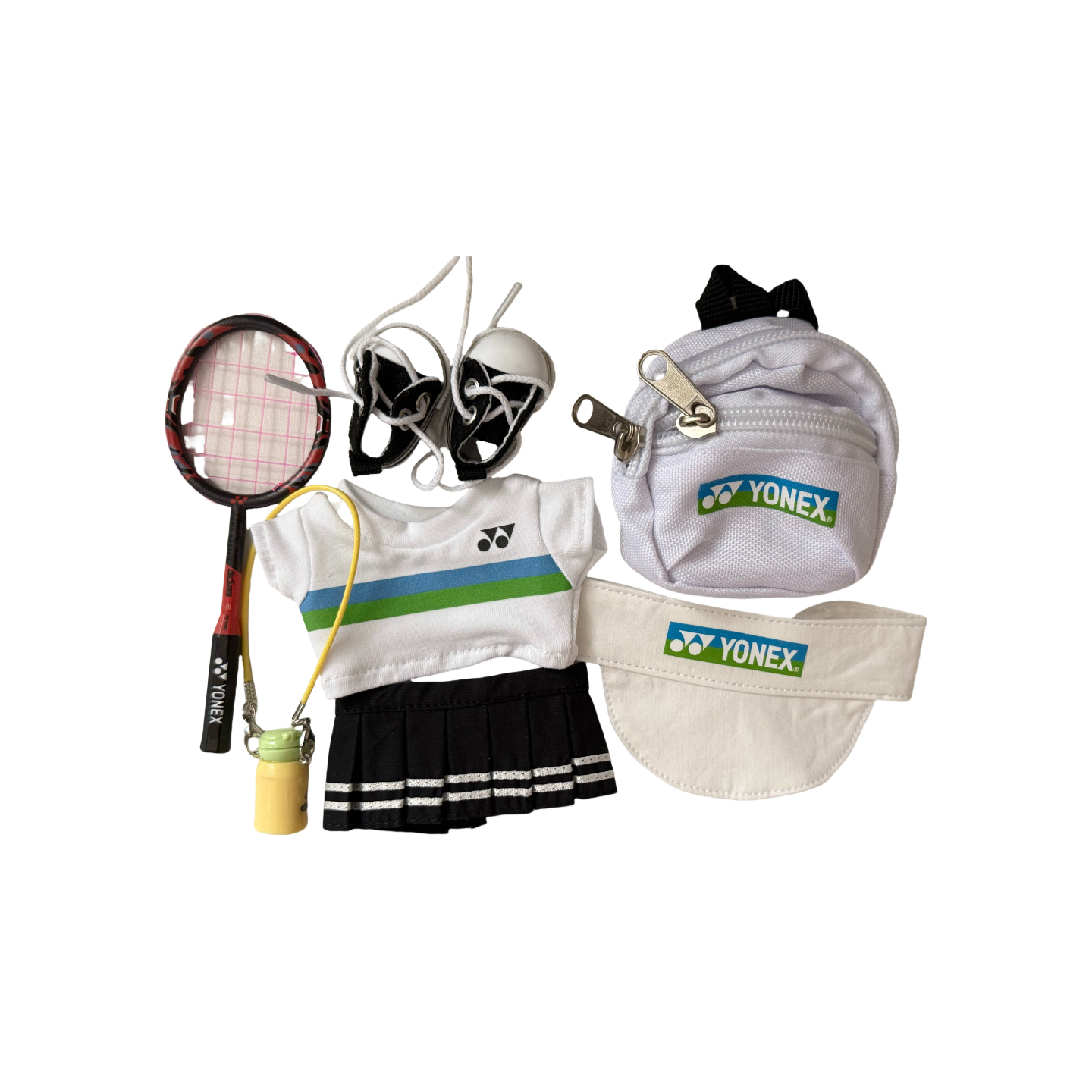 Labubu 17cm Handmade Badminton Outfit | Sport Hat, Racket, Backpack Doll Clothes