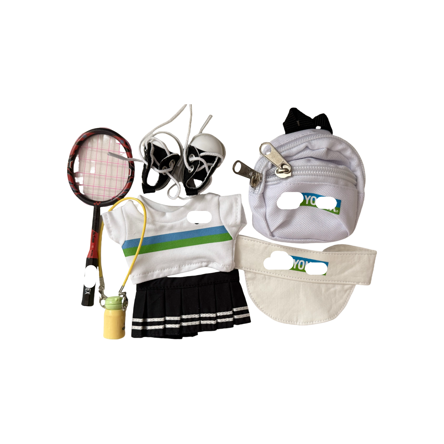 Labubu 17cm Handmade Badminton Outfit | Sport Hat, Racket, Backpack Doll Clothes