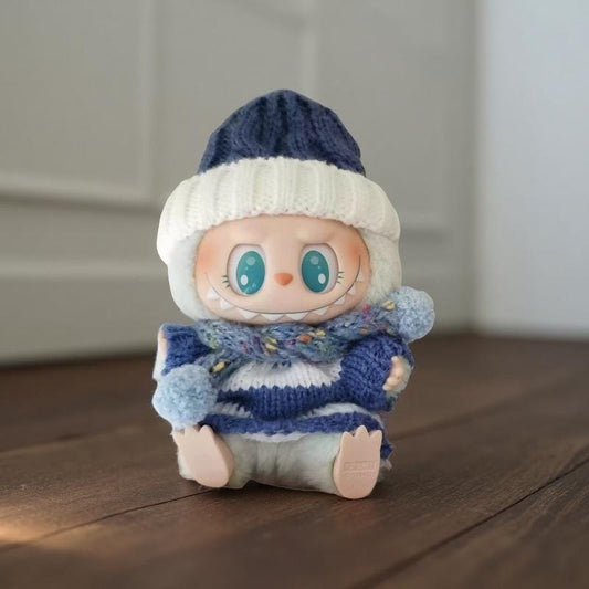 college 17cm Labubu Doll Outfit – Preppy Plaid Jacket & Skirt Set | Handmade Clothes for Labubu Mini Plush Toy