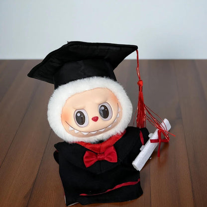 Graduation Outfit for 17cm Labubu Doll – Academic Gown & Cap Set for Labubu Gen 1/2/3 – Cute Labubu Clothes for Graduation Gift