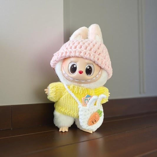 Labubu Doll Clothes Set – Cute Handmade Outfits with Hat, Overalls, and Character Cosplay | Kawaii Plush Dress-Up Set 17cm