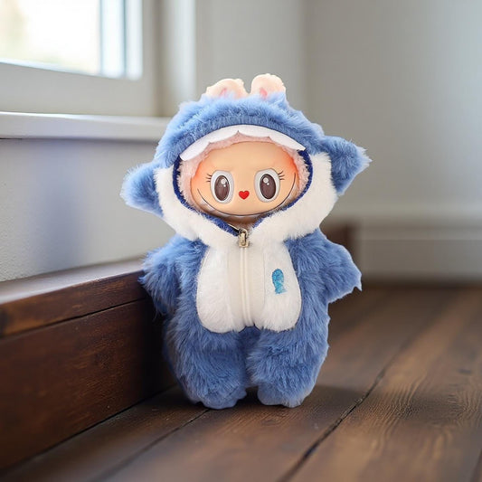 Kawaii costume Hoodie for 17cm Labubu – Cream Teddy Cosplay Outfit for Pop Mart Labubu Figure – Handmade Doll Clothes Gift