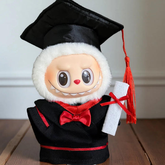 Graduation Outfit for 17cm Labubu Doll – Academic Gown & Cap Set for Labubu Gen 1/2/3 – Cute Labubu Clothes for Graduation Gift