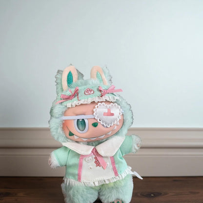 Calm Nurse Outfit for 17cm Labubu – Green Healing Dress with Accessories | Fits POPMART Labubu