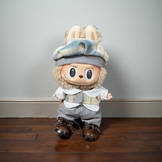 Vintage Outfit Set for 17cm Labubu – Handmade Clothes & Wig for POPMART Labubu / Cola Bunny / Macaron Series