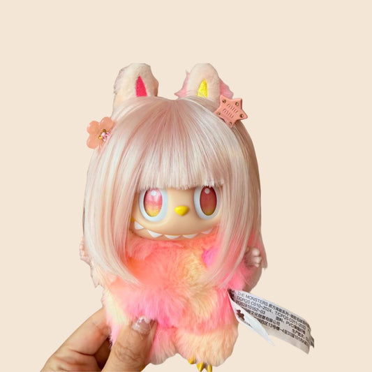 Vintage Outfit Set for 17cm Labubu – Handmade Clothes & Wig for POPMART Labubu / Cola Bunny / Macaron Series