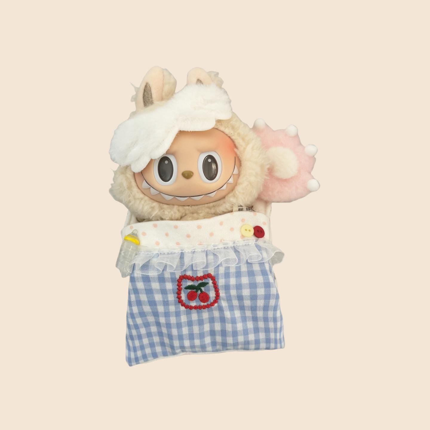 Sleeping Bag Set for 17cm Labubu – Cute Doll Bedding & Plush Sleep Sack | Fits POPMART Labubu / Mini Playset for Bedtime Cosplay