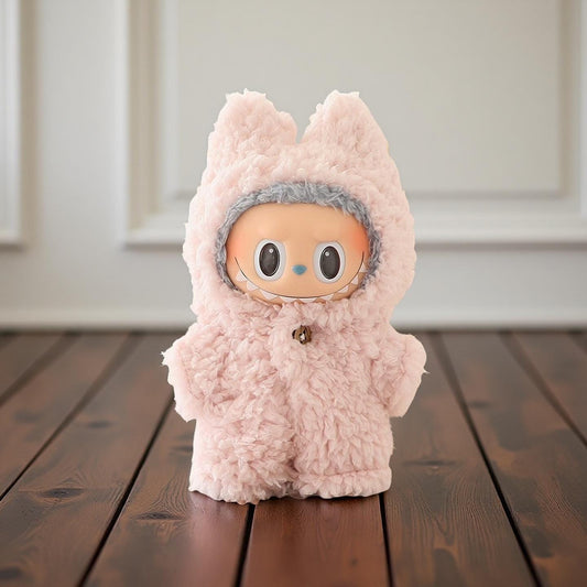 Kawaii costume Hoodie for 17cm Labubu – Cream Teddy Cosplay Outfit for Pop Mart Labubu Figure – Handmade Doll Clothes Gift