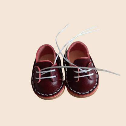 Handmade Leather Doll Shoes for 17cm Labubu – Wide Fit Martin Boots for OB11 / Sitting Party Dolls – Real Leather Outfit Accessories
