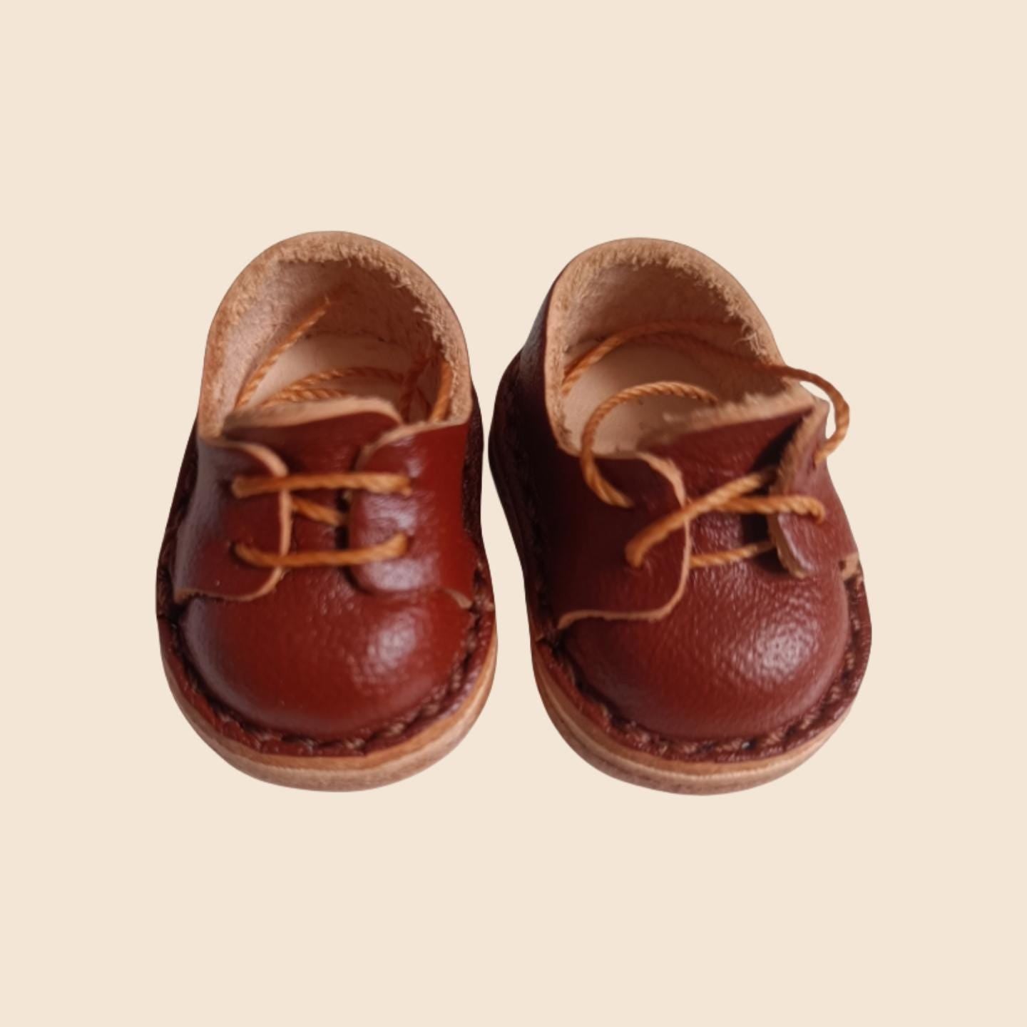 Handmade Leather Doll Shoes for 17cm Labubu – Wide Fit Martin Boots for OB11 / Sitting Party Dolls – Real Leather Outfit Accessories