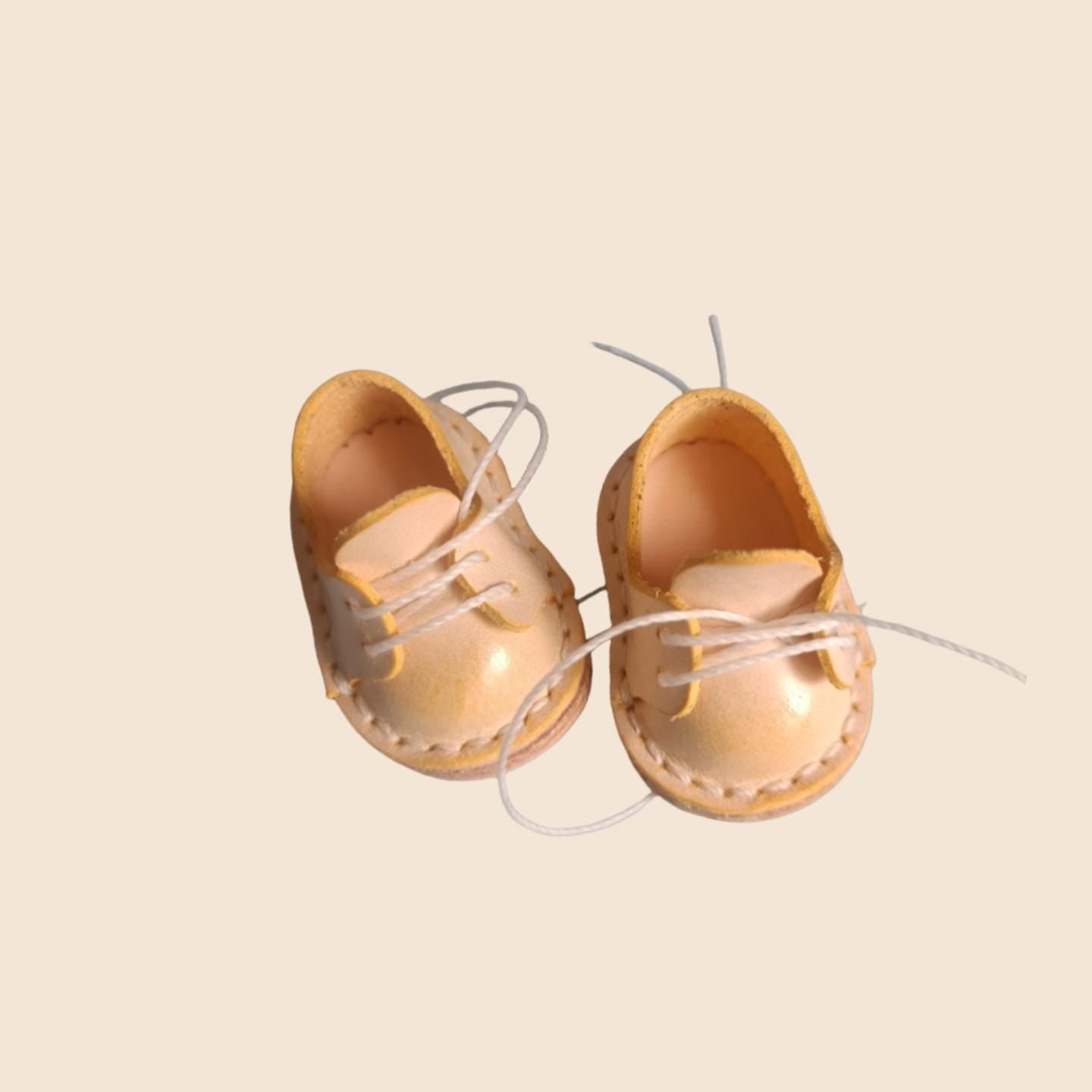 Handmade Leather Doll Shoes for 17cm Labubu – Wide Fit Martin Boots for OB11 / Sitting Party Dolls – Real Leather Outfit Accessories