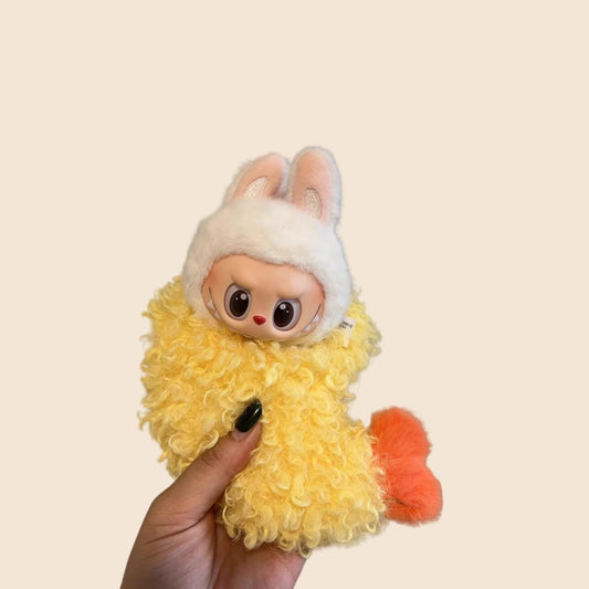 Fried Shrimp Costume for 17cm Labubu – Handmade Japanese Food Outfit for Pop Mart Labubu Gen 1 – 2 Cute Hanging Plush Cosplay Clothes