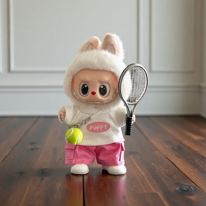 Tennis Outfit for Labubu 17cm – Sporty Doll Clothes Set | Fits POPMART Labubu Gen 1 & 2 / Front Row Series / Macaron